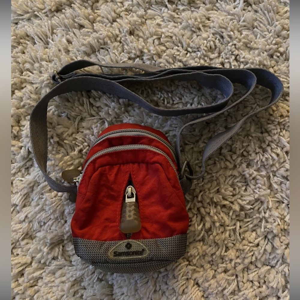 Samsonite Mini Red & Gray Backpack Crossbody Bag - image 3